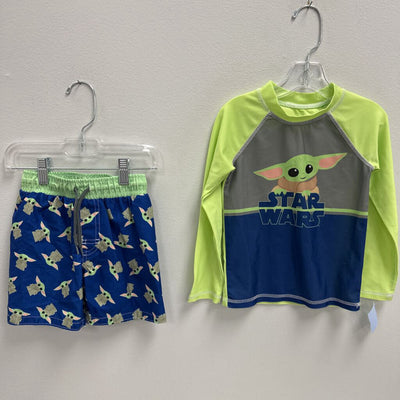 3T: Star Wars print rash guard top & swimsuit