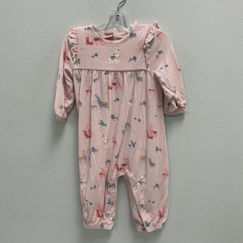 3-6M: Llama Ruffle Shoulder Romper