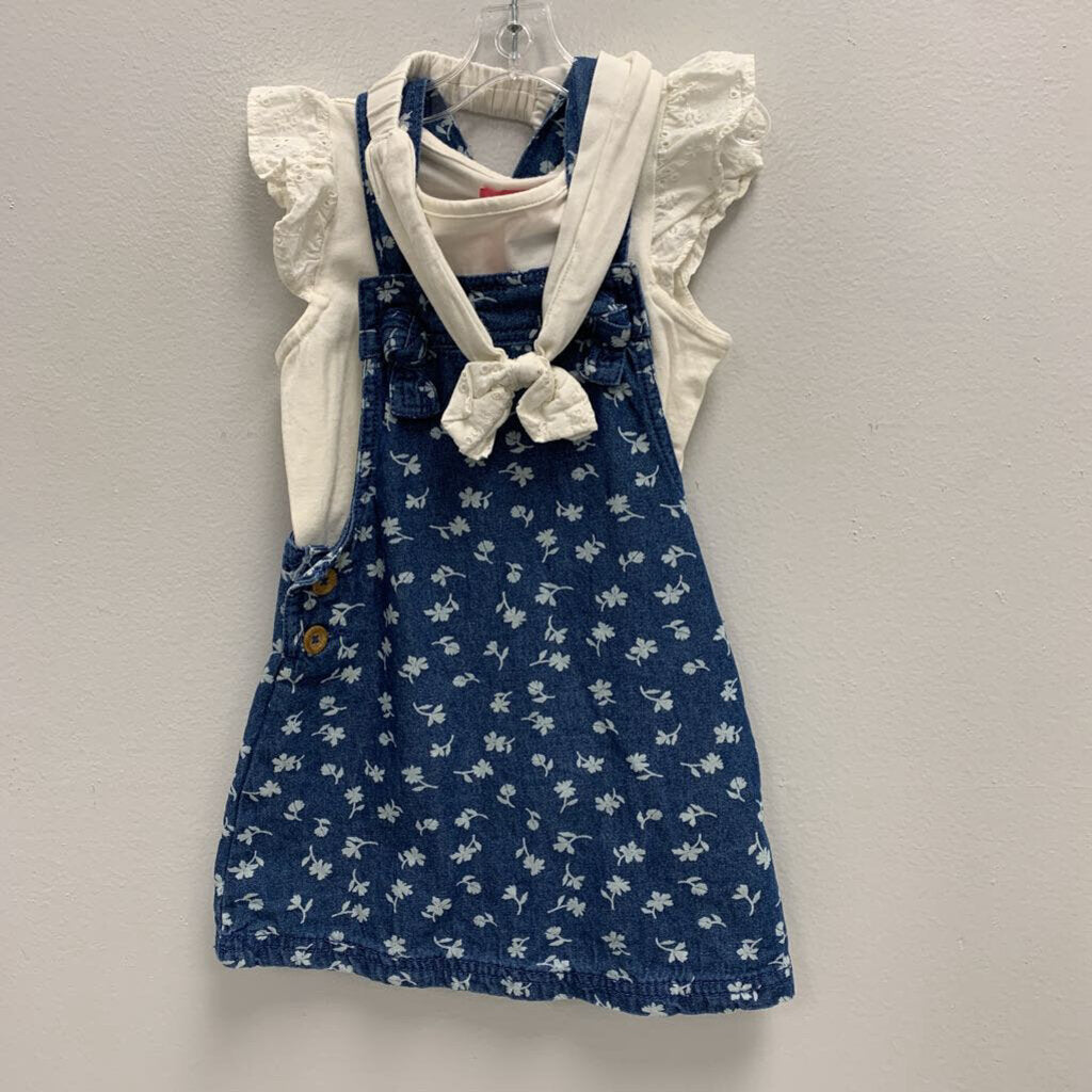 2T: Floral Jean Dress w/ Eyelet Top & Headband