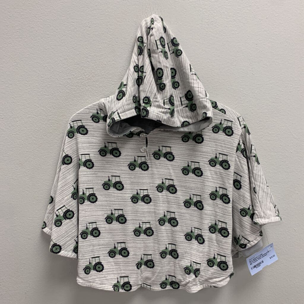 6-9M: Tractor Print Hooded Poncho