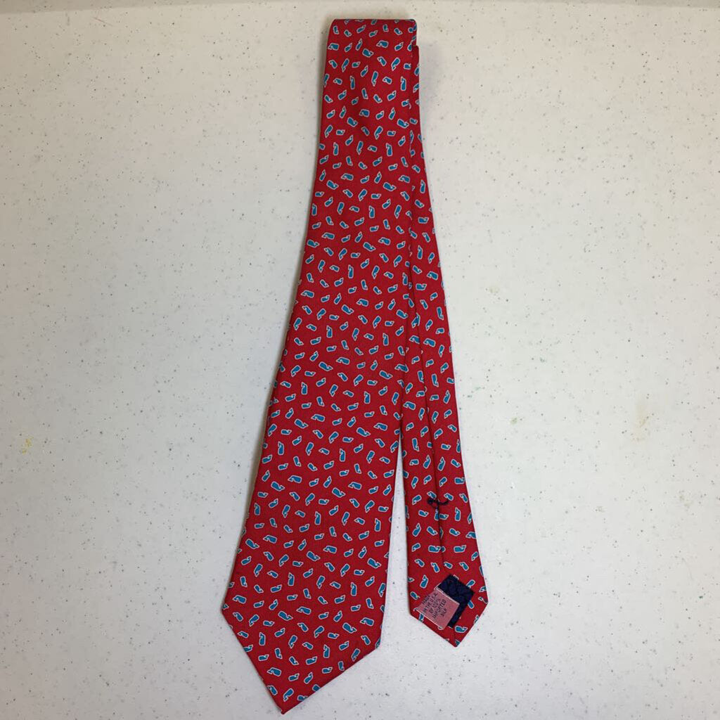 Vineyard Vines Red Tie with Whale Pattern