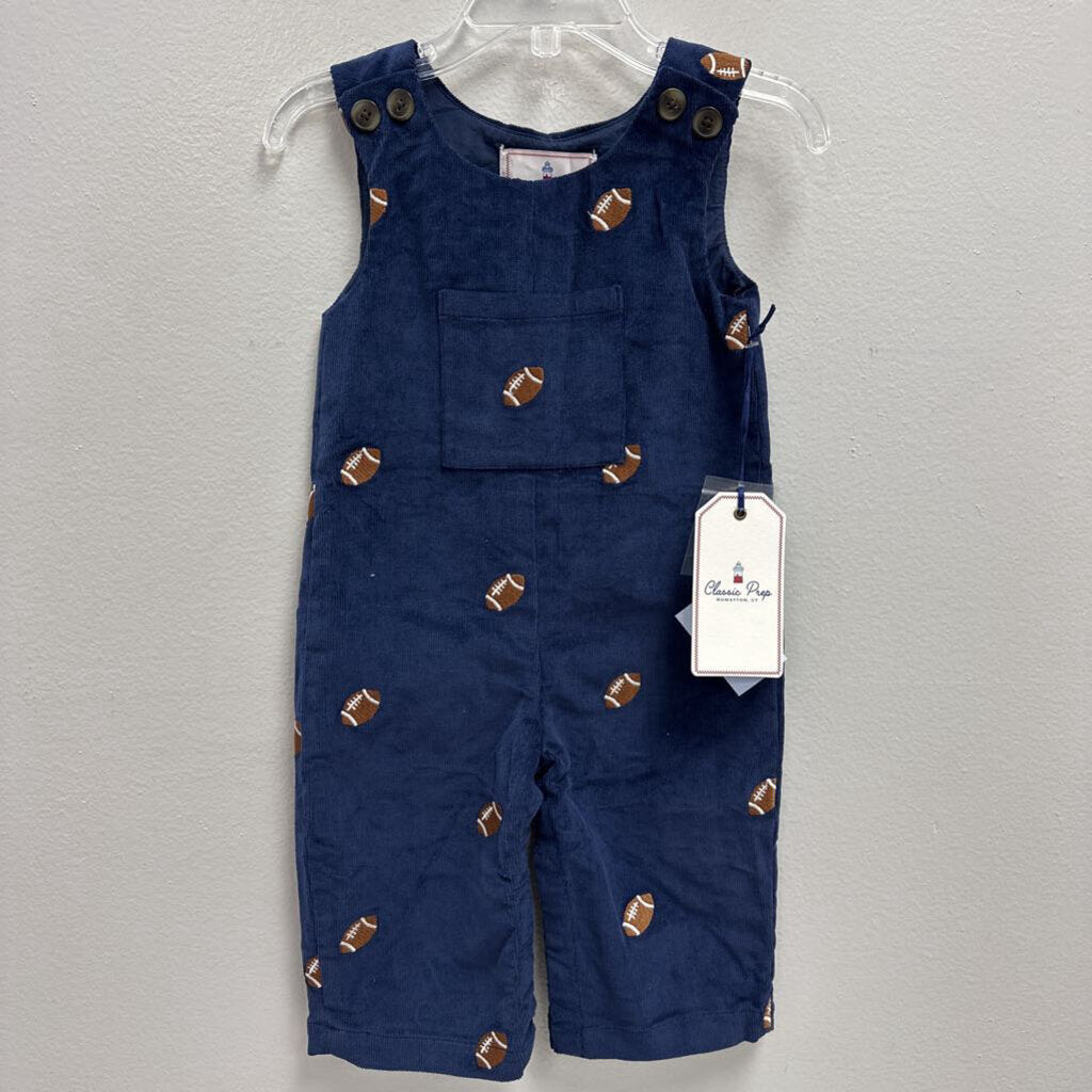 6-9M: Football Embroidered Corduroy Overalls NWT