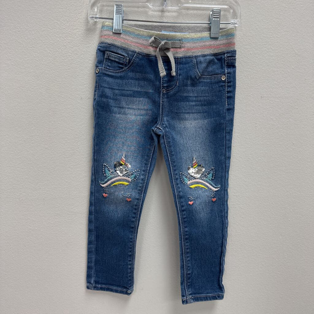 4T: Flip Sequin Unicorn Skinny Fit Denim