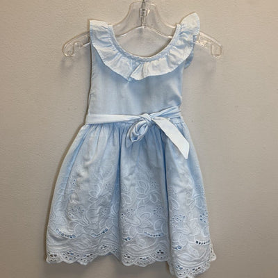 3Y: Floral Embroidered Eyelet Dress w/ Sash