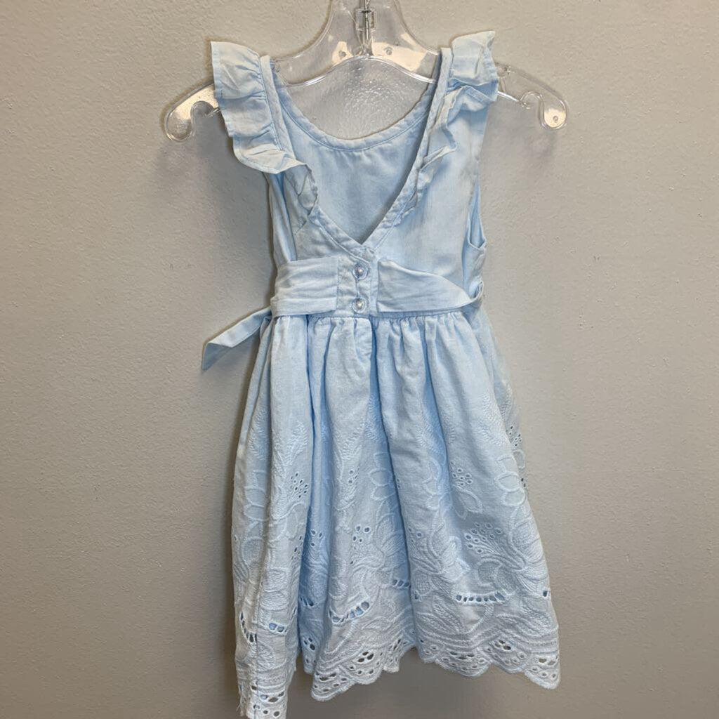 3Y: Floral Embroidered Eyelet Dress w/ Sash