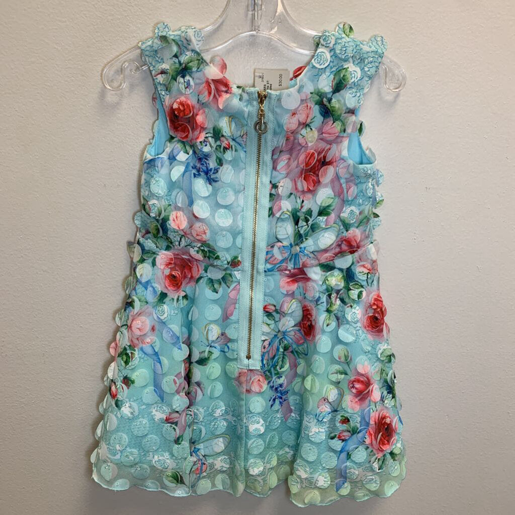 3T: Floral + Butterfly Bedazzled Dress NWT