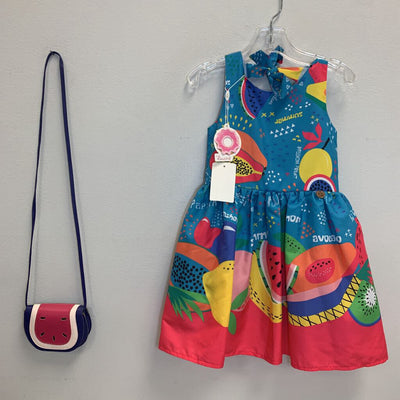 3: Fruit Print Dress w/ Purse NWT