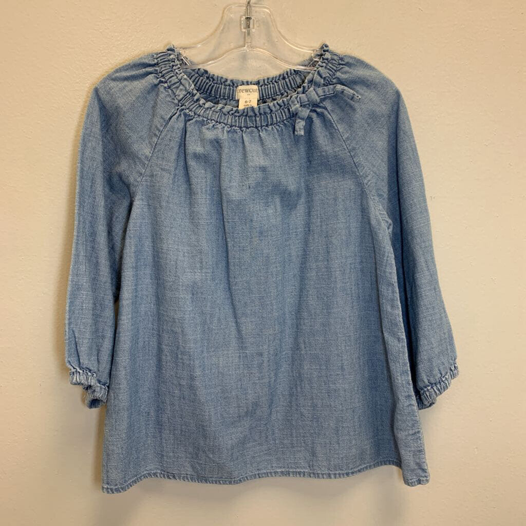 6-7: Chambray Top w/ Smocked Neckline