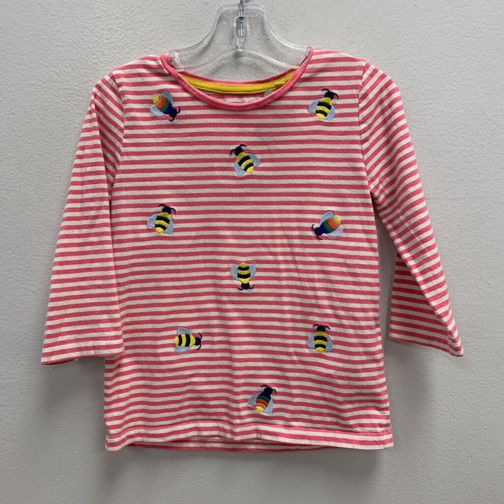 5-6Y: Striped and Bee Embroidered T-Shirt