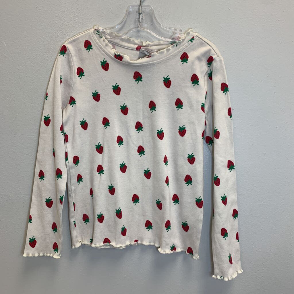 6-7: Strawberry Print Ruffle Hem Top