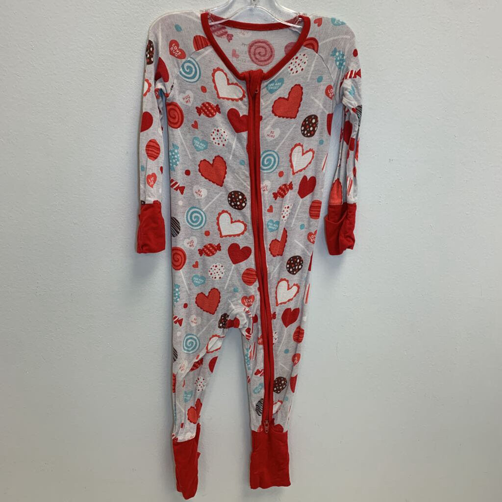 6-12M: Valentines Print Convertible Sleeper w/ 2-Way Zipper