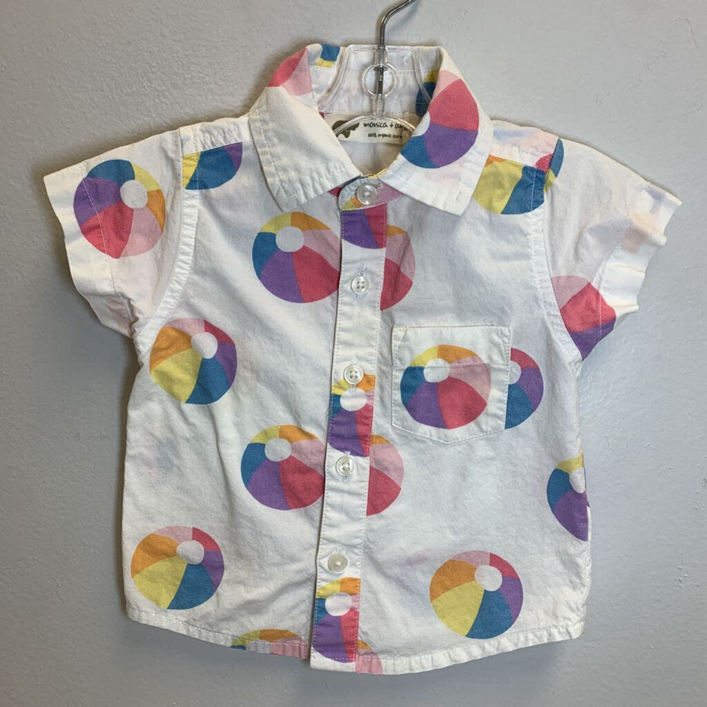 9-12M: Beach Ball Print Collared Shirt