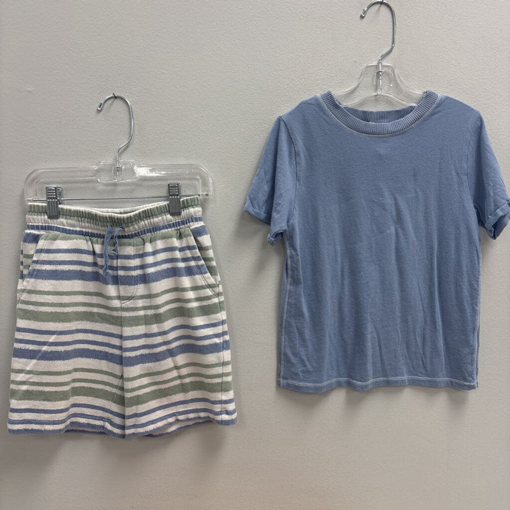 6: Rolled Sleeve T-Shirt + Striped Terry Drawstring Shorts