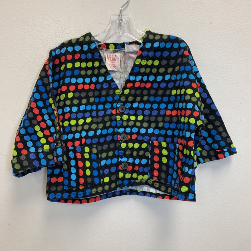 2T: Dot Print Cotton Button Down Shirt