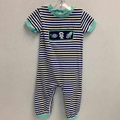 18M: Knit Embroidered Romper - Ocean Theme