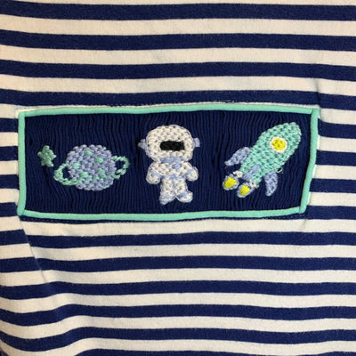 18M: Knit Embroidered Romper - Ocean Theme