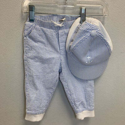 6-12M: Seersucker Lined Pants and Cap