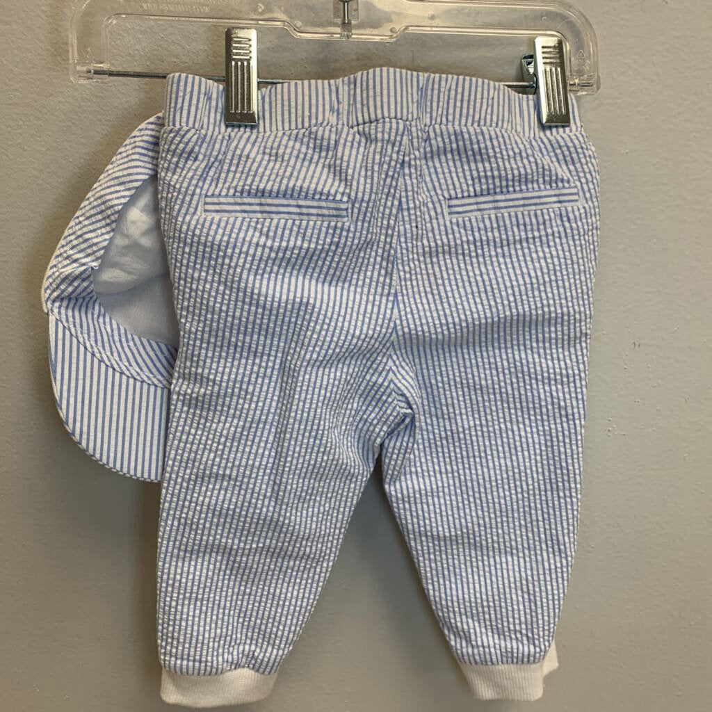 6-12M: Seersucker Lined Pants and Cap