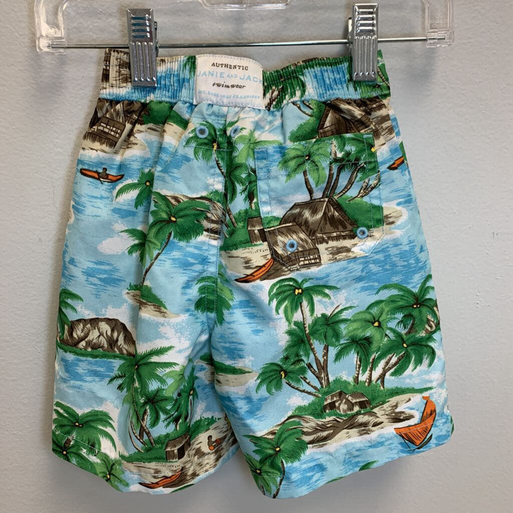 6-12M: Island Print Swim Trunks