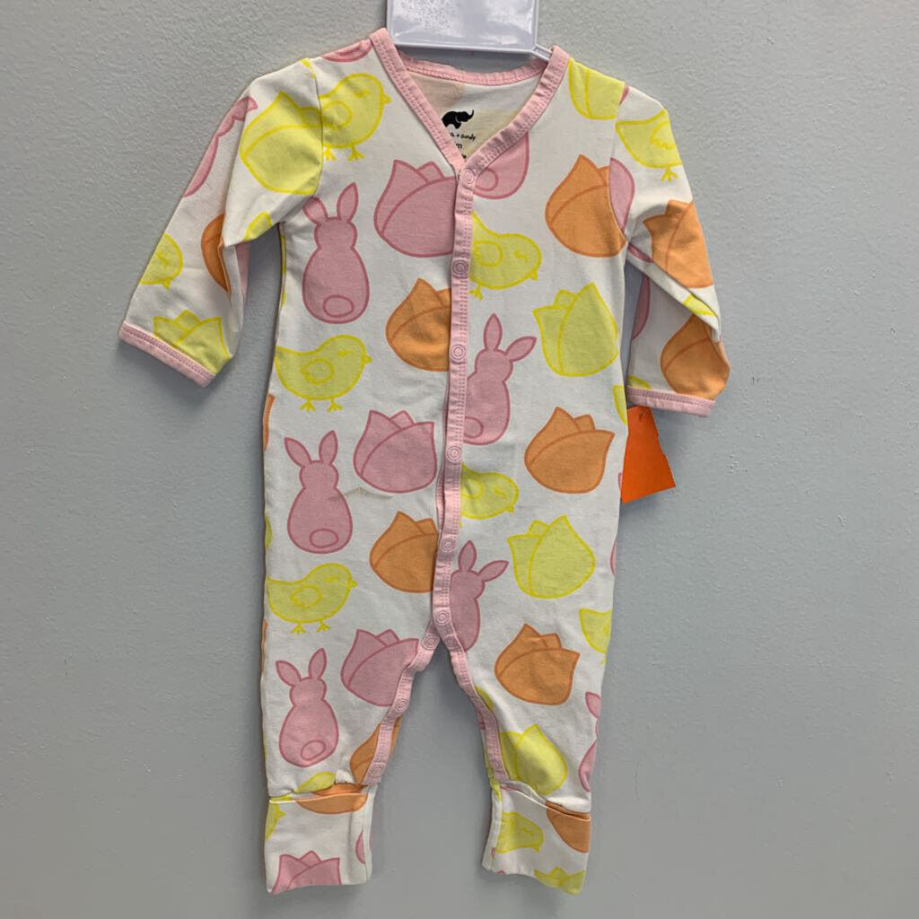 3-6M: Easter Print Convertible Footed Sleeper