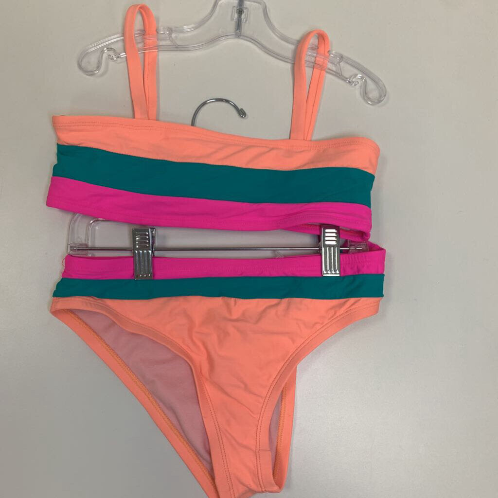 12: Striped 2 Pc Swimsuit