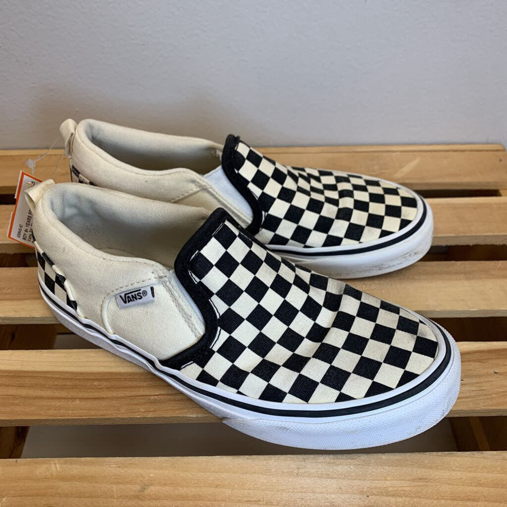 3Y: Checkerboard Slip On Sneakers