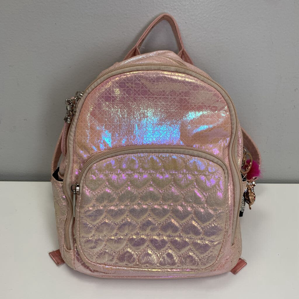 Metallic Mini Backpack w/ Keychains AS IS