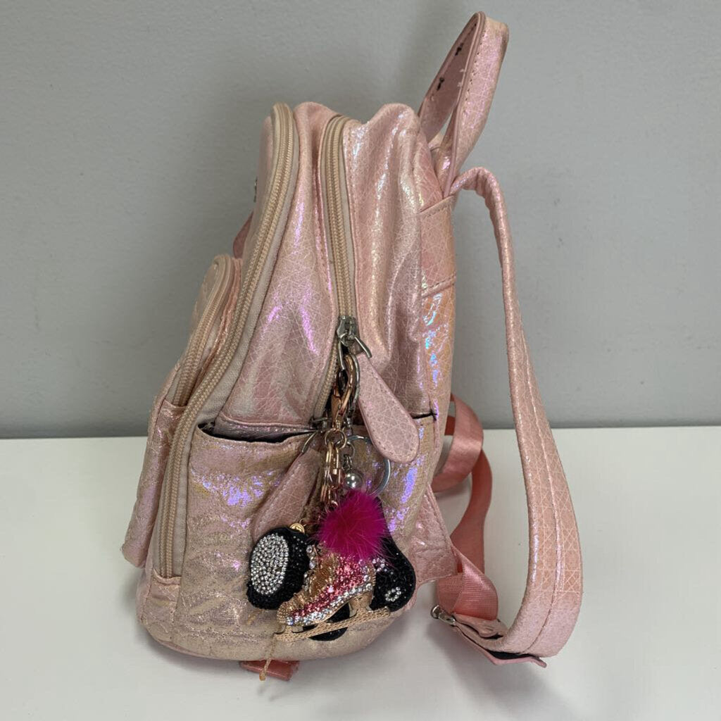 Metallic Mini Backpack w/ Keychains AS IS