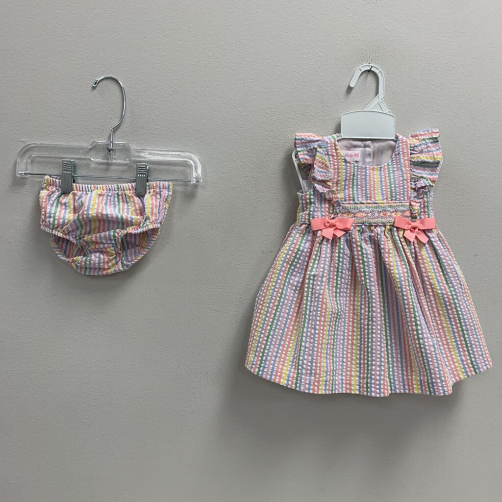 6-9M: Seersucker dress and diaper cover