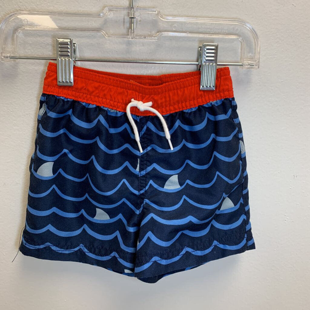 6-12M: Waves Print Swim Trunks