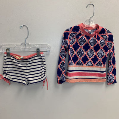 4T: 2-Piece Long Sleeve Shoulder Zip Rashguard & Shorts Set