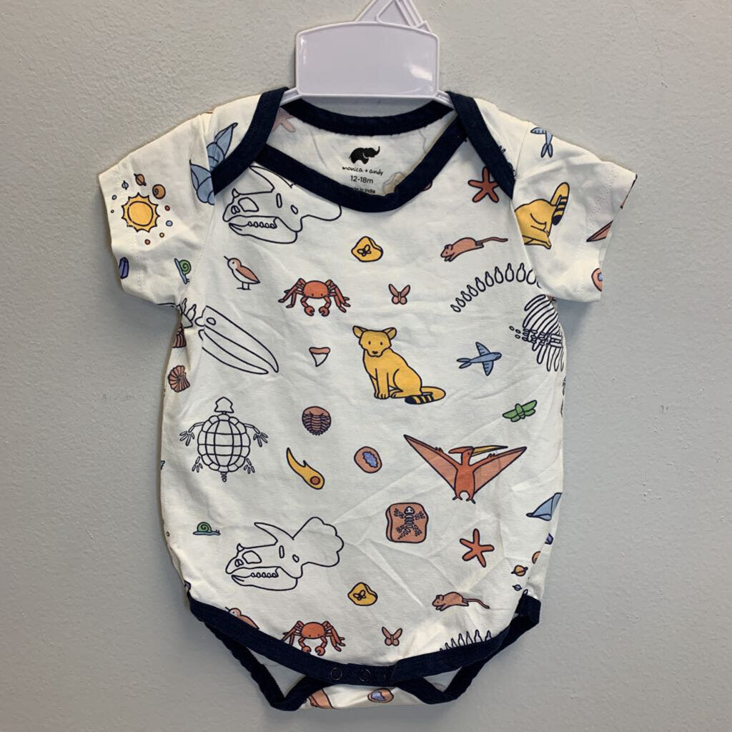 12-18M: Animal + Fossil Print Onesie