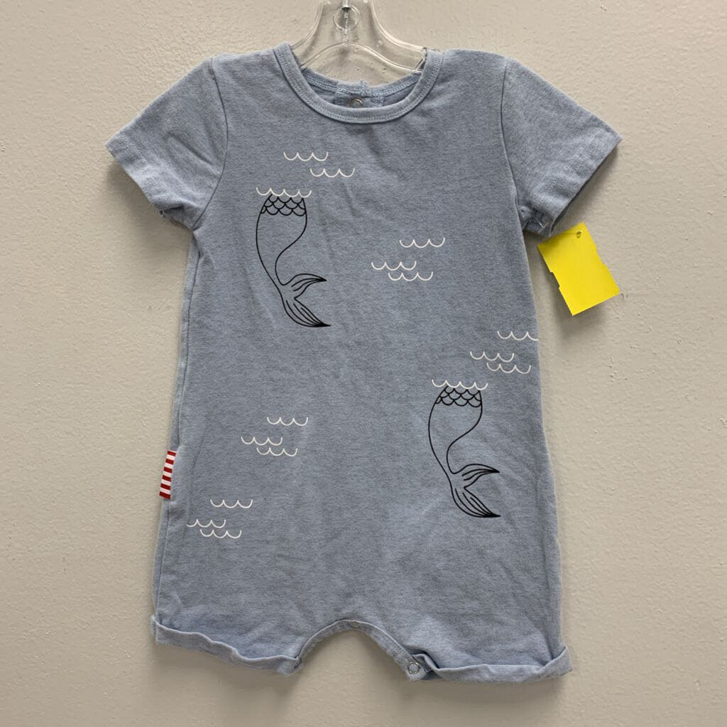 12M: Short Sleeve Romper - Ocean