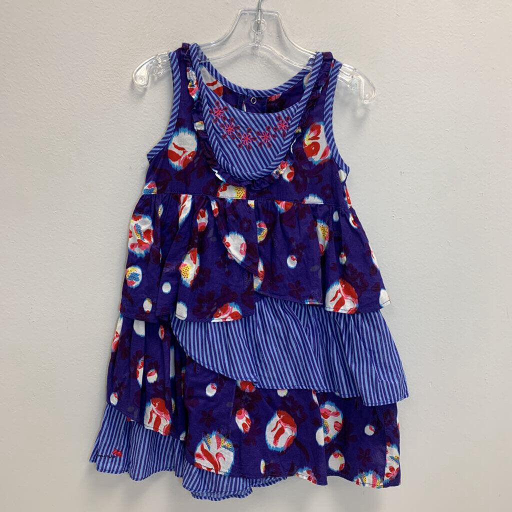 4: Floral & Stripes Print Ruffle Tier Summer Dress