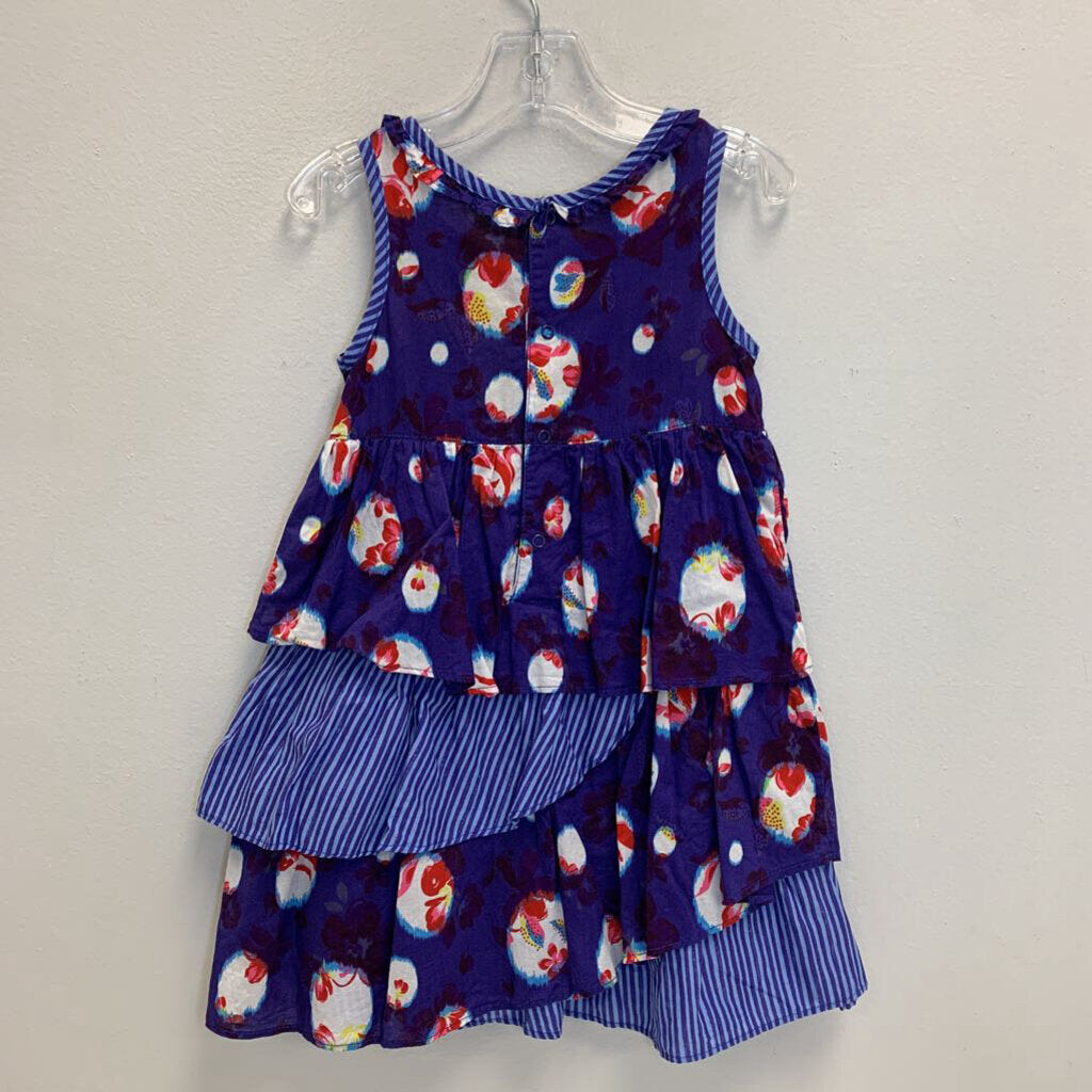 4: Floral & Stripes Print Ruffle Tier Summer Dress