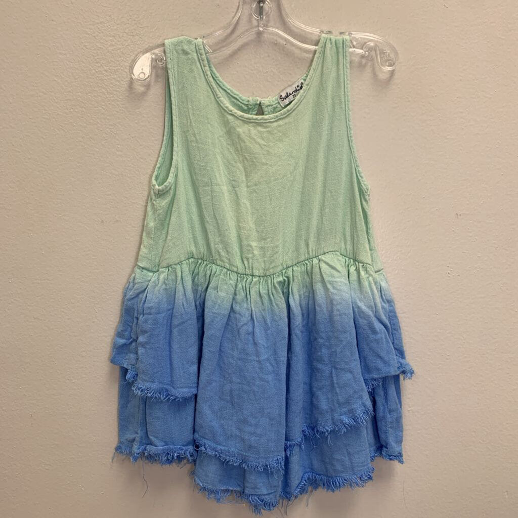2T: Tie Dye Handkerchief Ruffle Tank