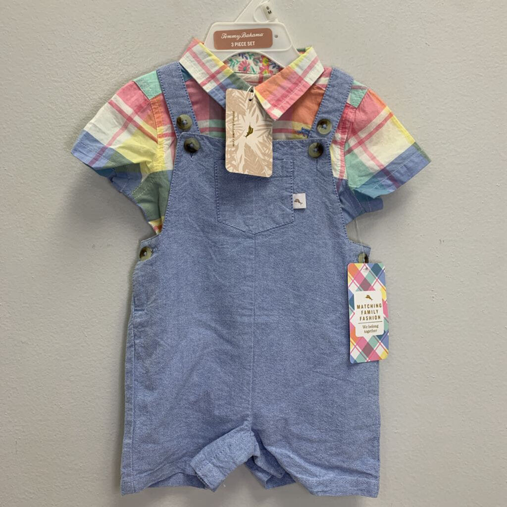 6M: Plaid Bodysuit & Shortie Overall Set NWT