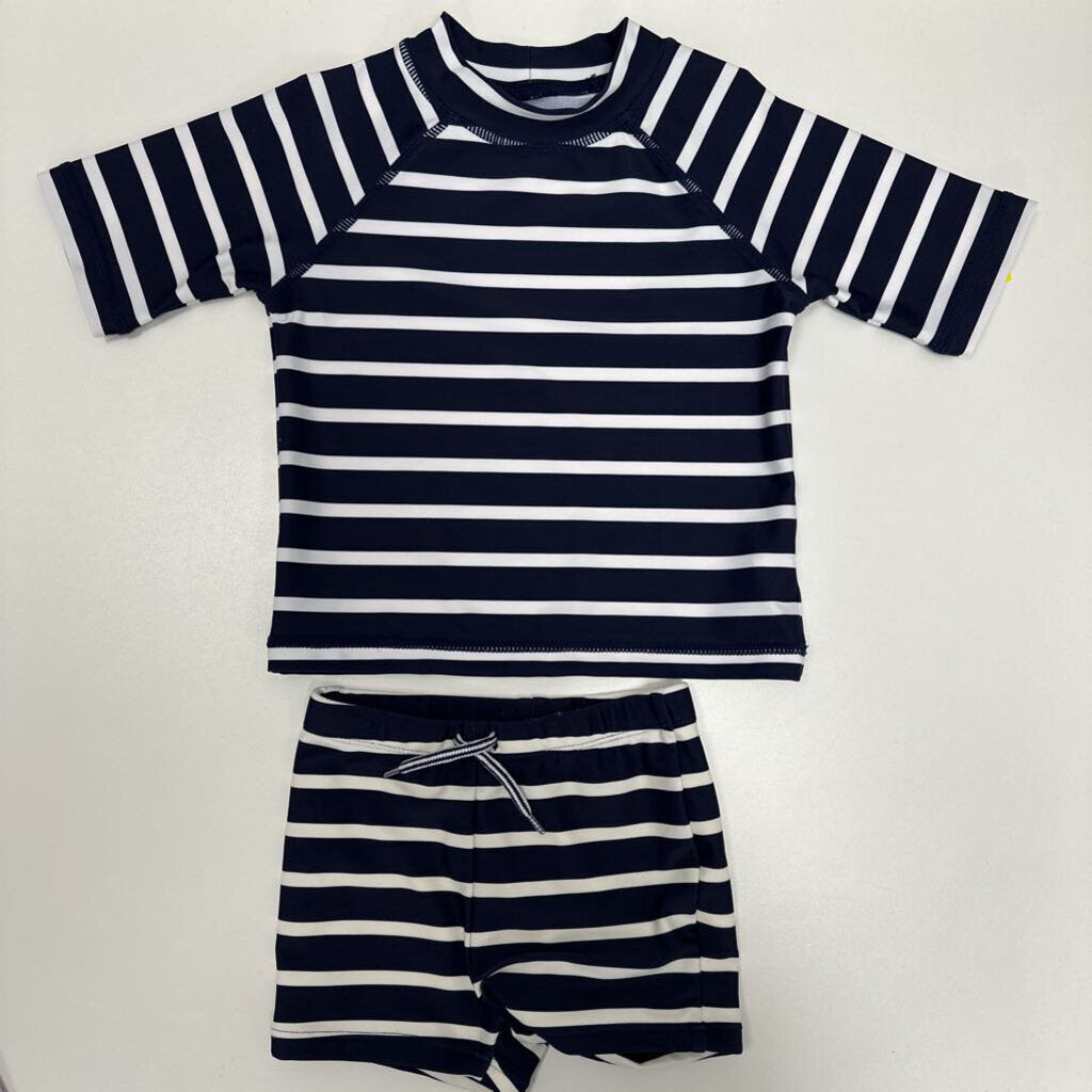 12-18M: Striped Rash Guard 2 Piece Suit