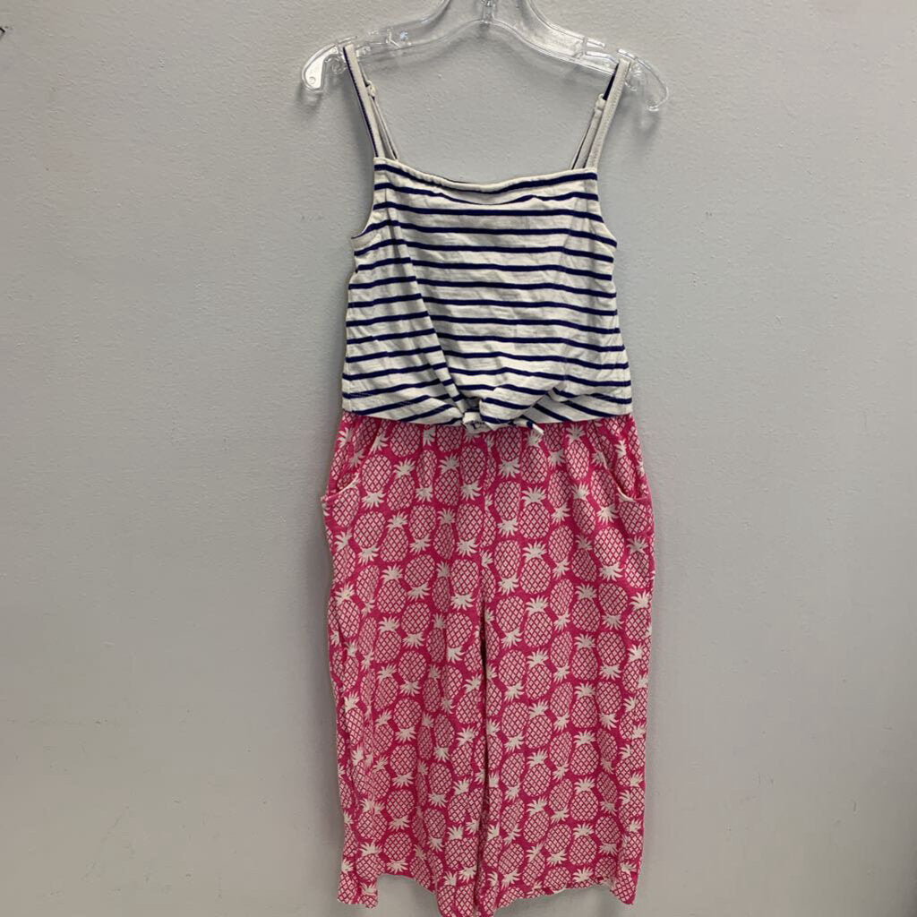 5-6Y: Pineapples & Stripes Tie Front Layer Jumpsuit