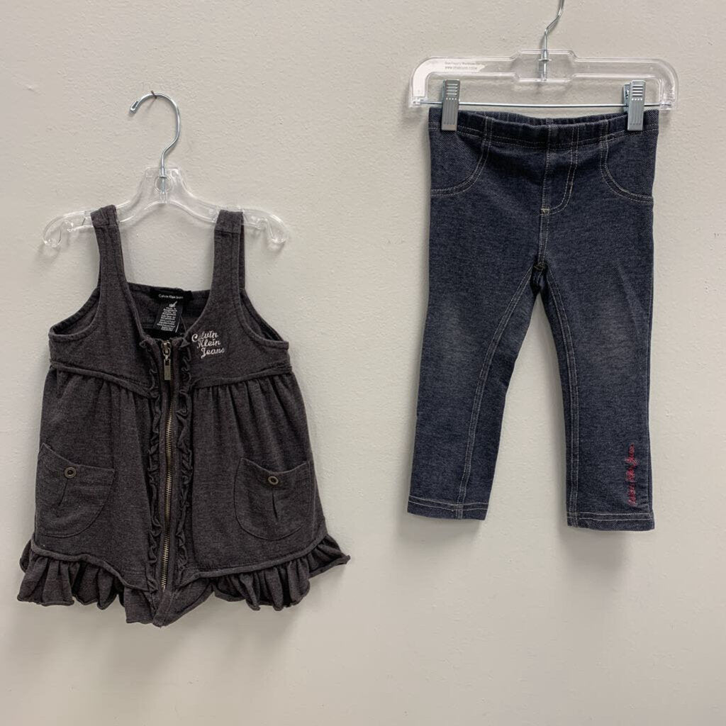 18M: Zipper Ruffle Sleeveless Top + Leggings Set