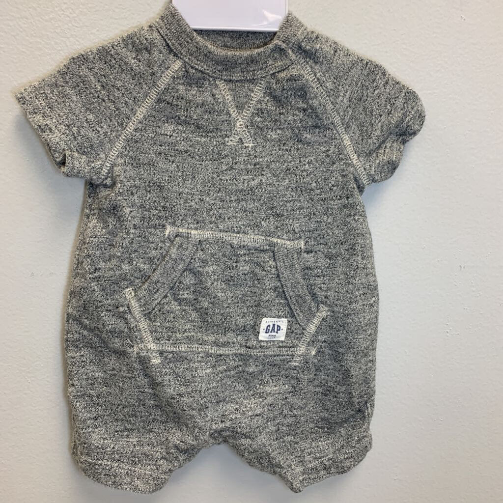 0-3M: Short Sleeve Romper - Striped