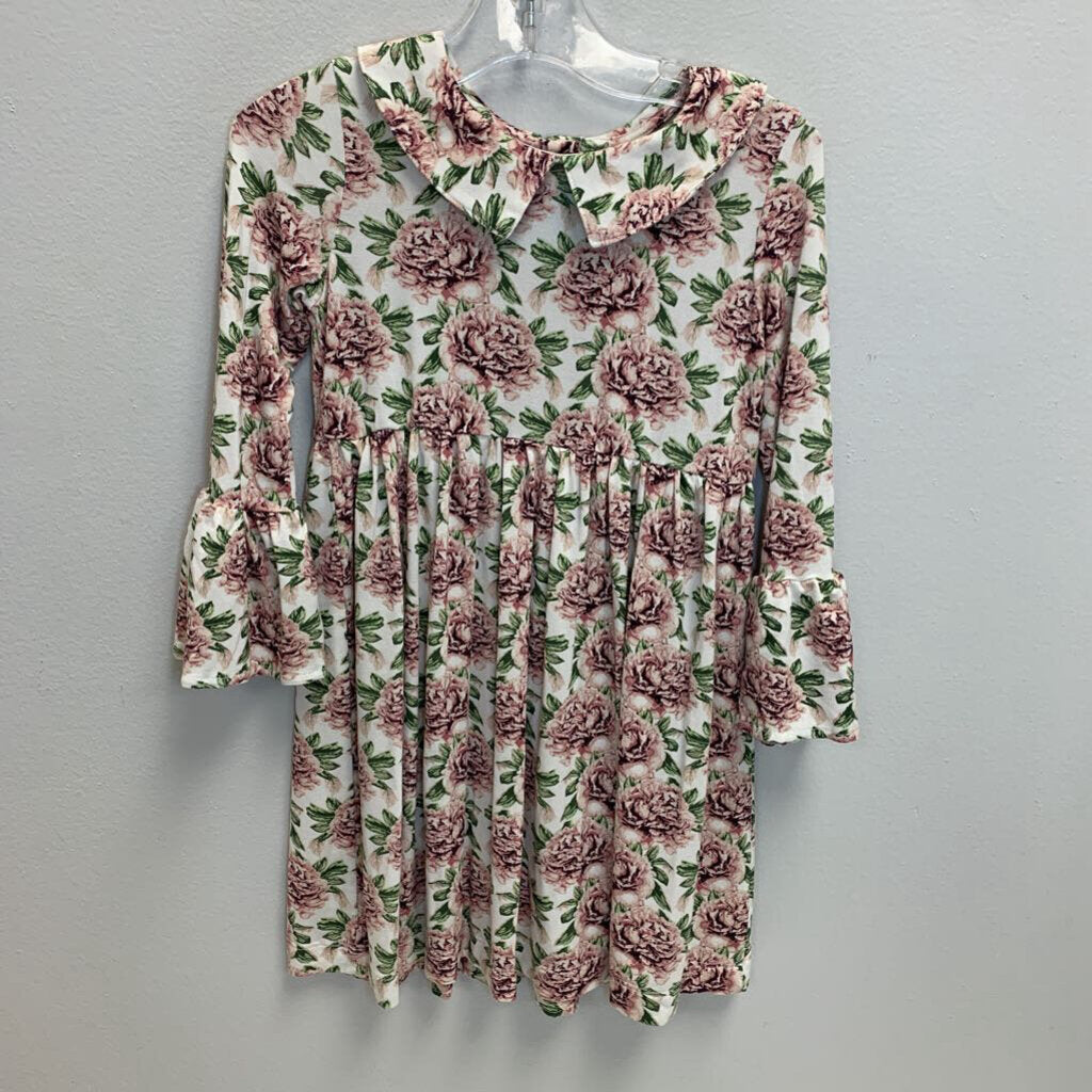 2T: Floral Collar Ruffle Sleeve Dress