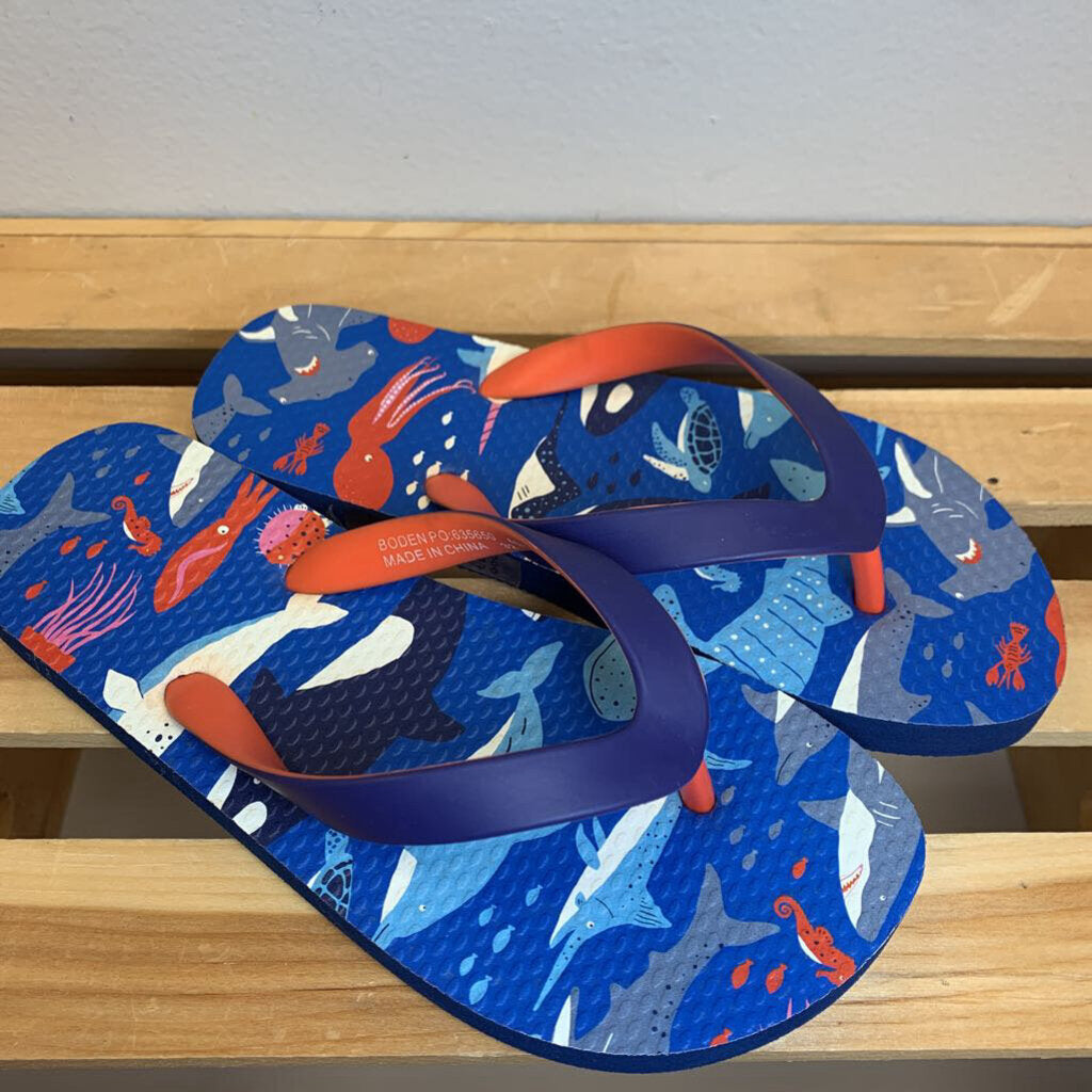 11-12: Sea Life Print Flip Flops NWOT