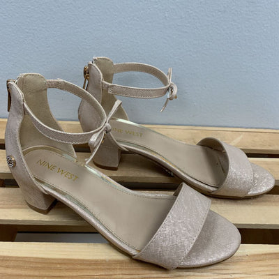 2: Glitter Ankle Strap Block Heel Sandals