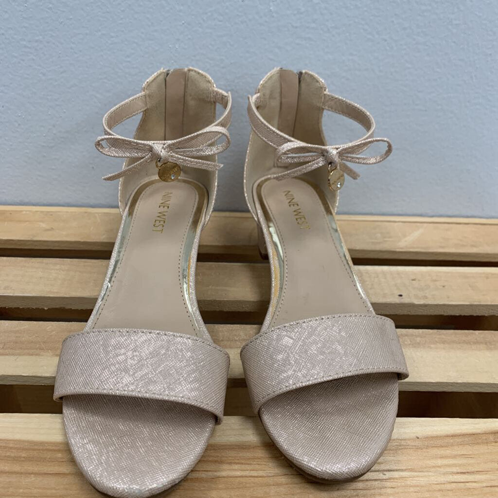 2: Glitter Ankle Strap Block Heel Sandals