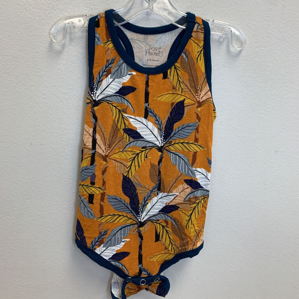 6-12M: Tank Romper - Palm Trees