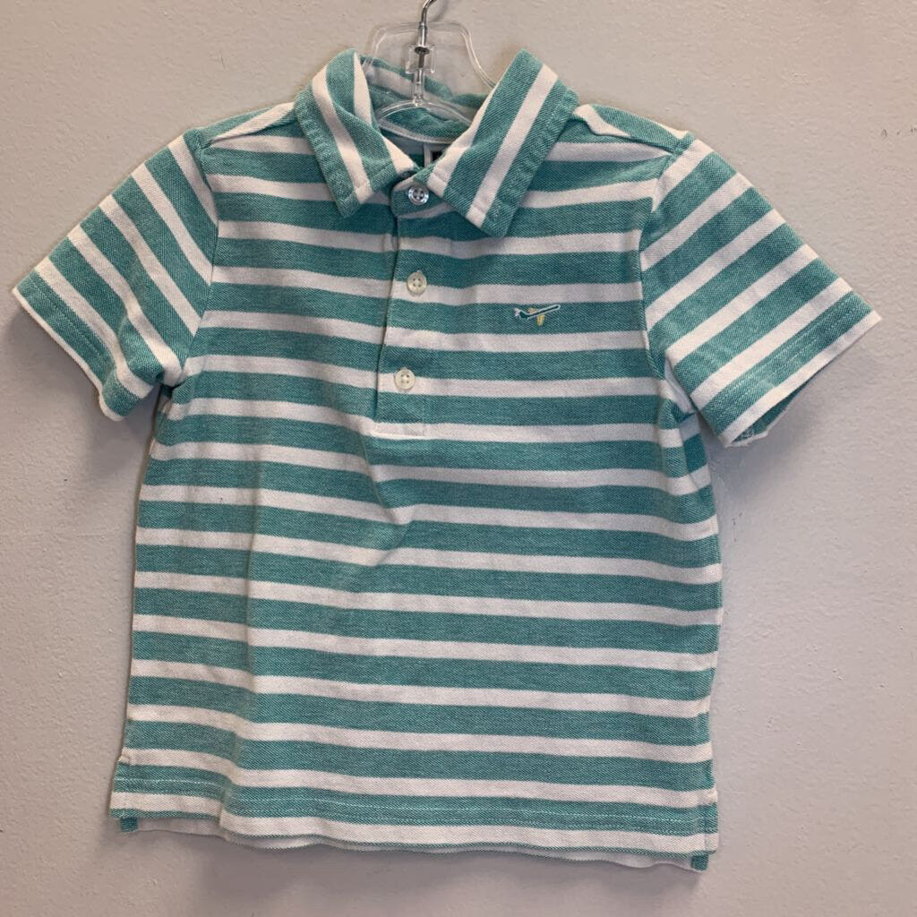 4: Embroidered Striped Pique Polo Shirt - Airplane