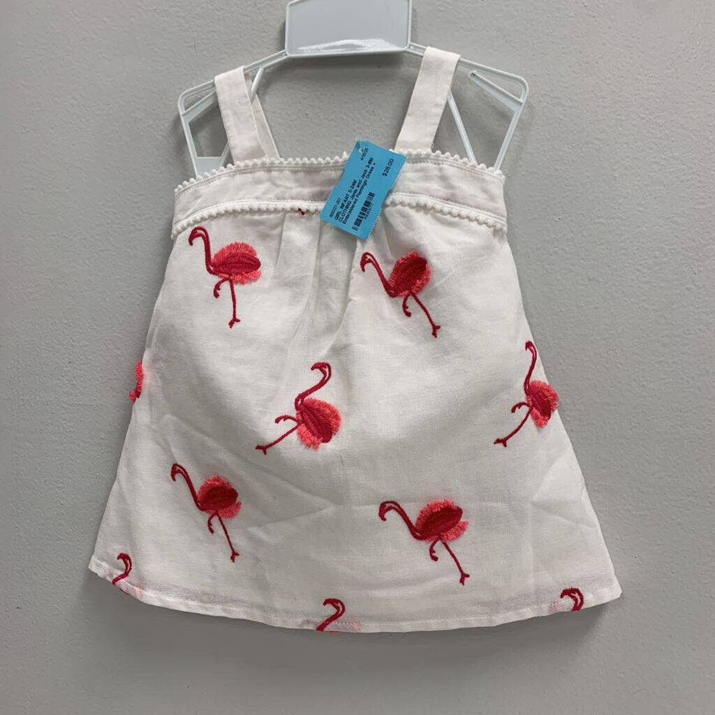 3-6M: Embroidered Flamingo Dress + Diaper Cover Set