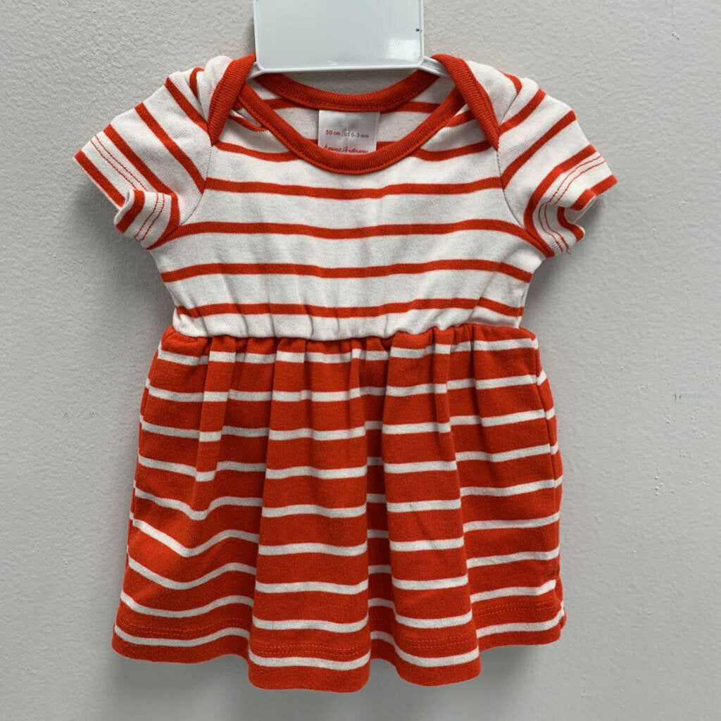 0-3M: Striped Knit Dress + Diaper Cover Set