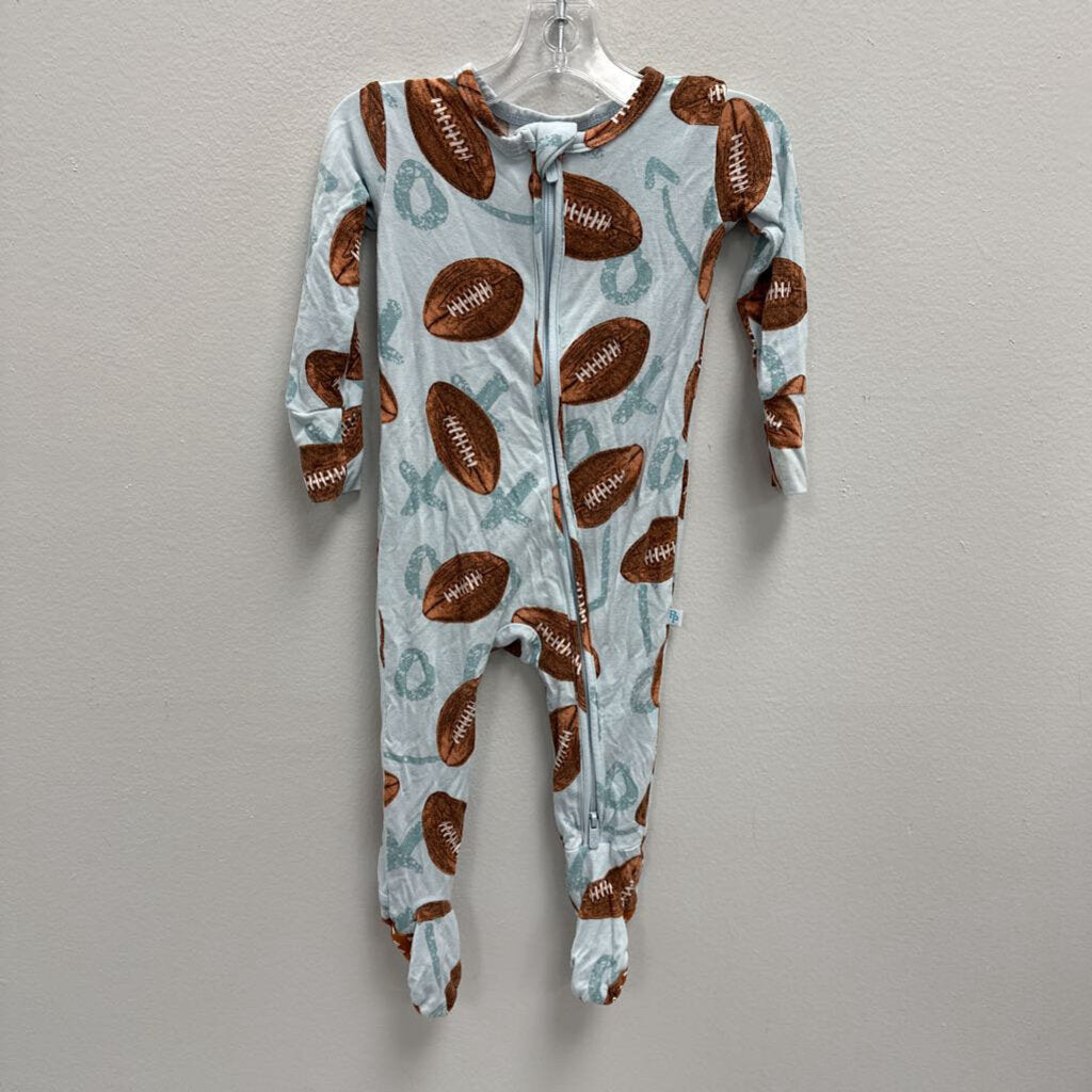 3-6M: Footie Zippered One Piece Pajamas - Football